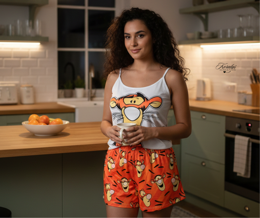 PIJAMA - Tiger - Talla one size -Material Piel de durazno