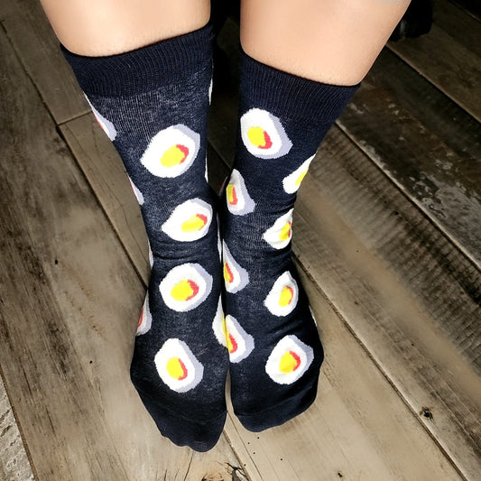 Medias largas divertidas de huevos fritos