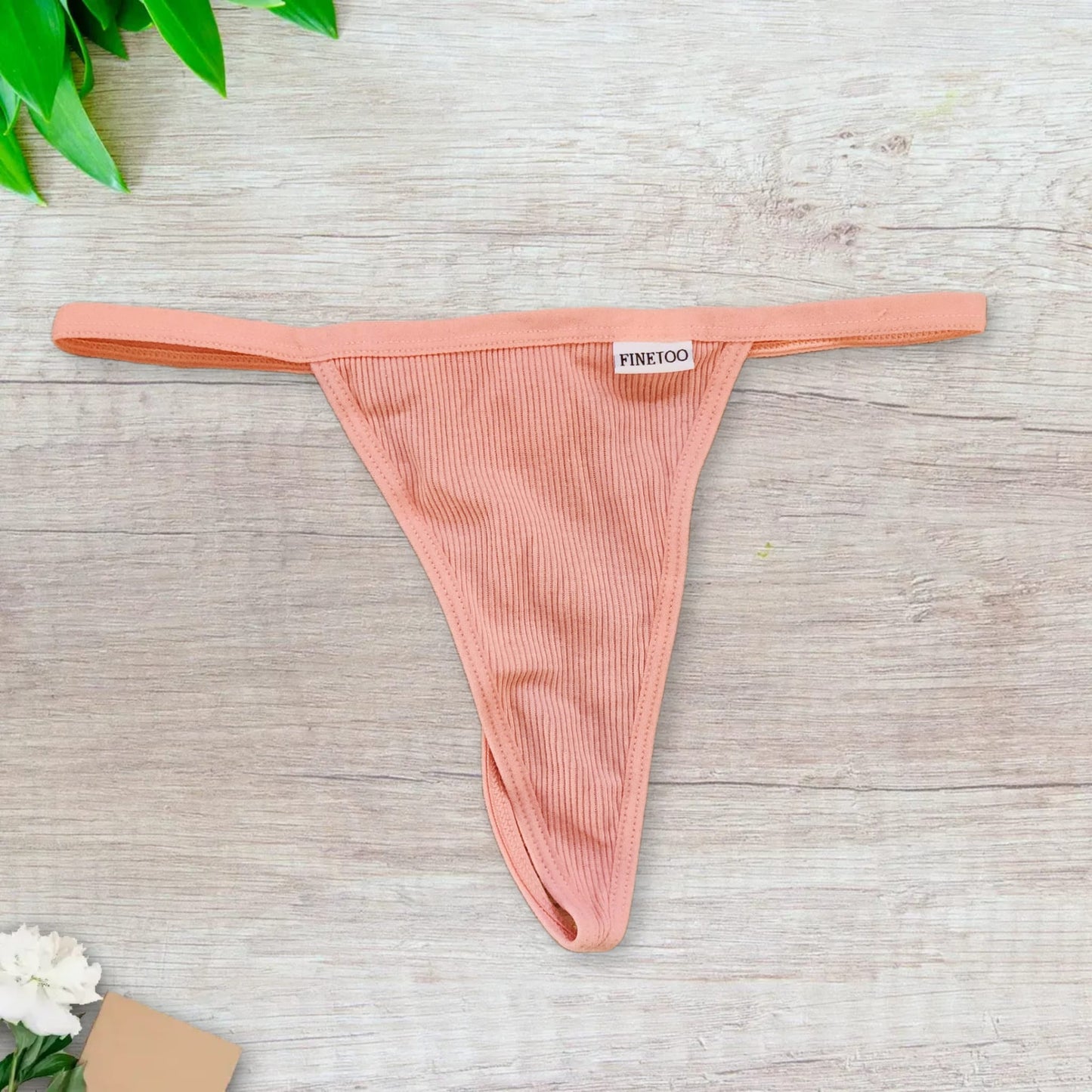 pantie tanga de algodon crema